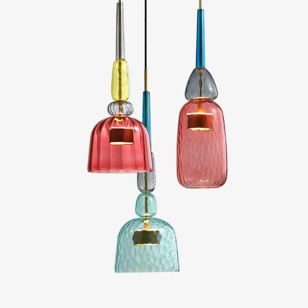 Suspension LED en verre coloré