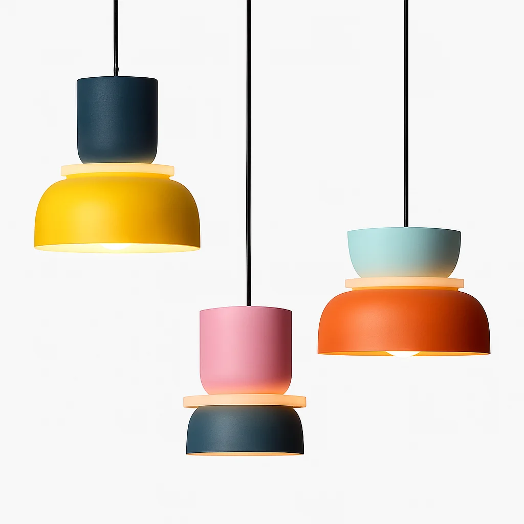 Suspension colorée aux formes ludiques