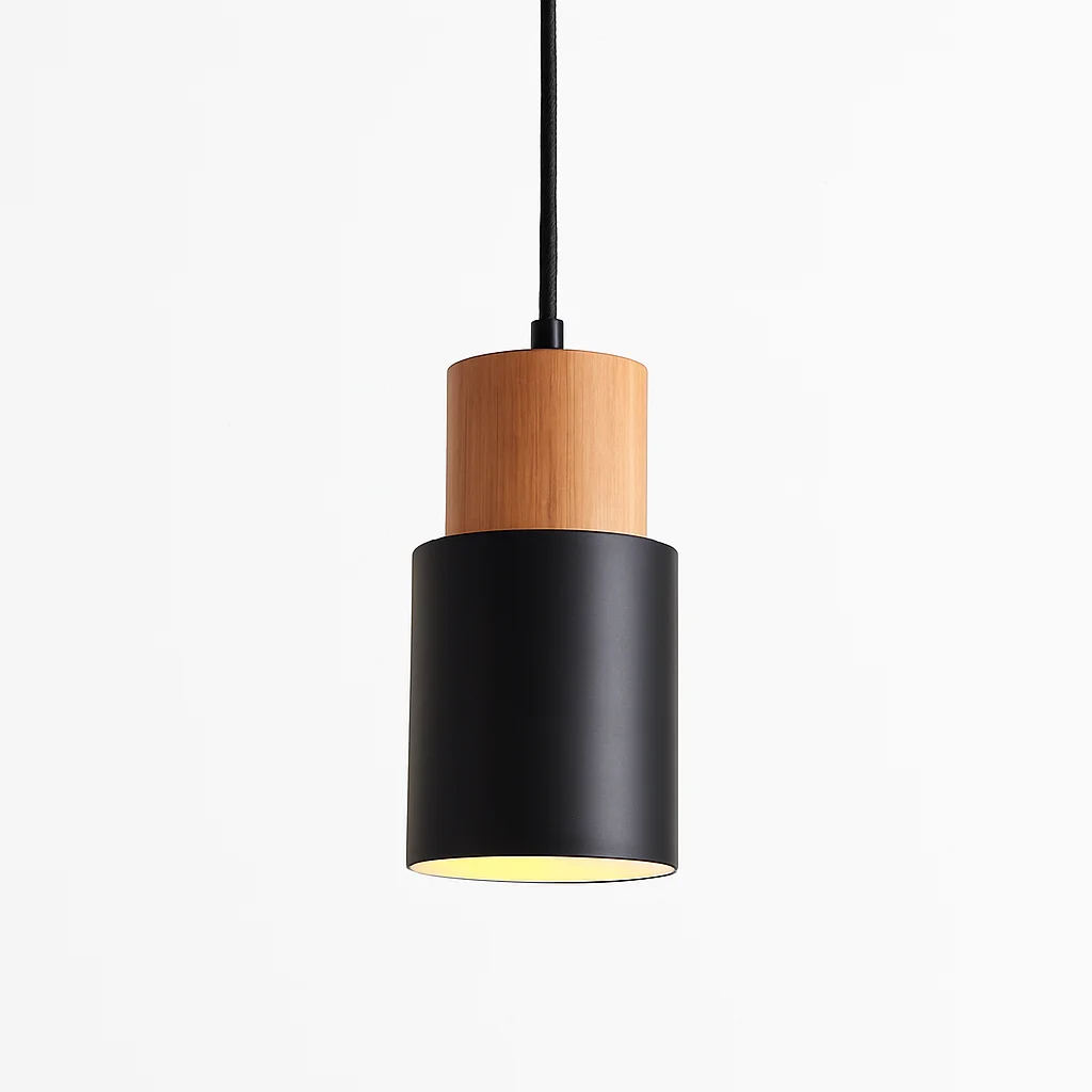 Suspension cylindrique en bois et métal
