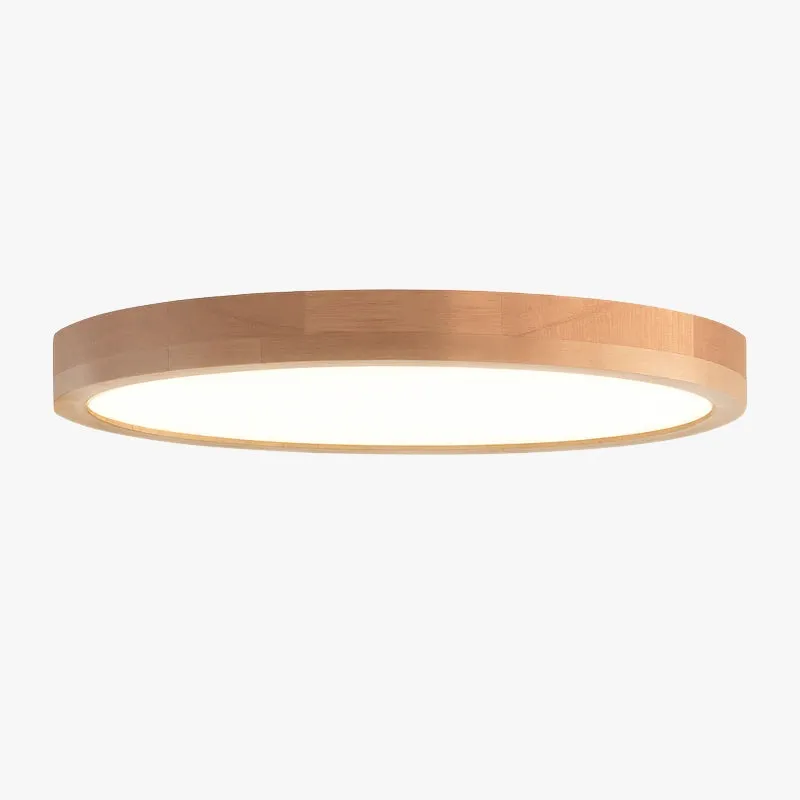 Plafonnier LED rond en bois extra-plat