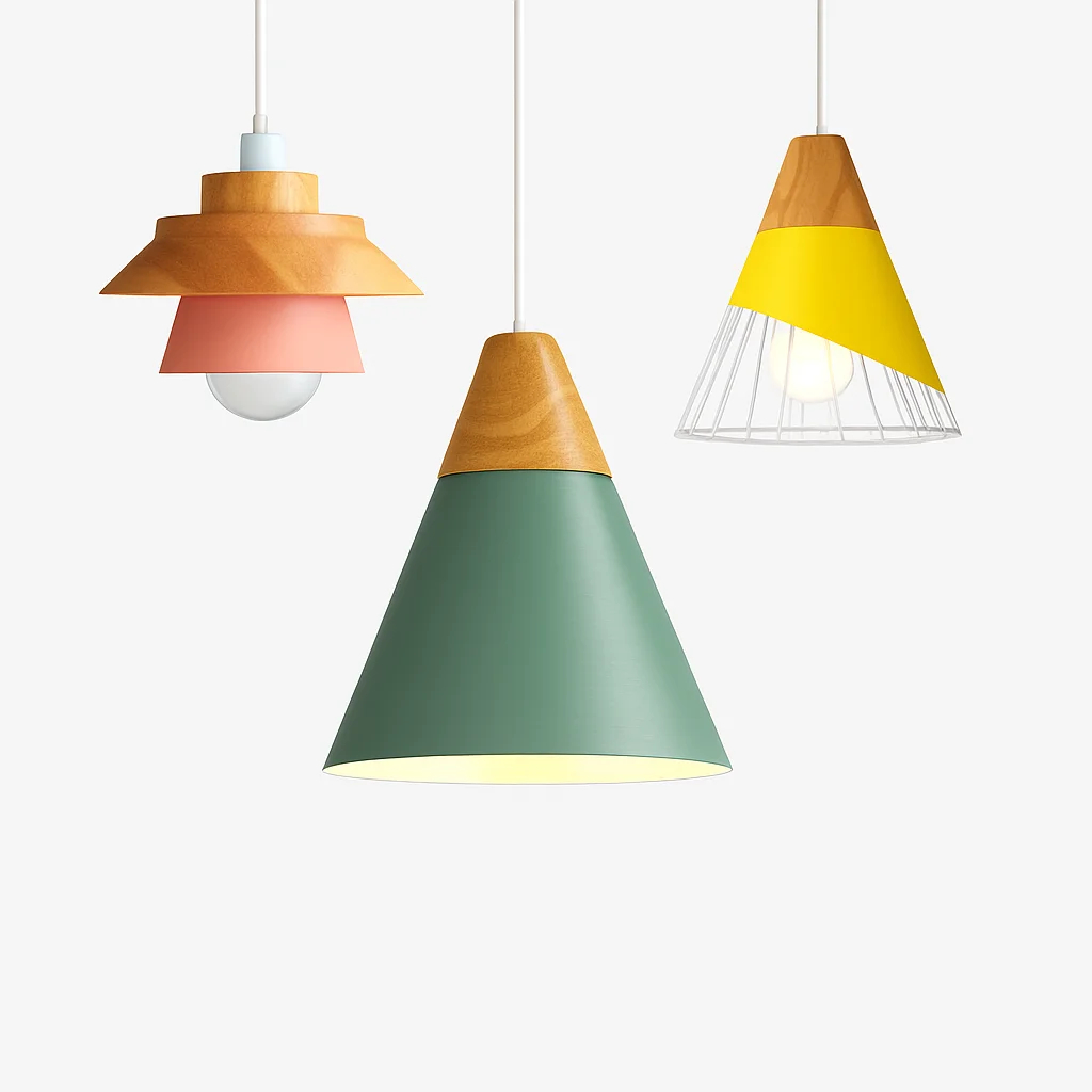 Suspension scandinave en métal et bois