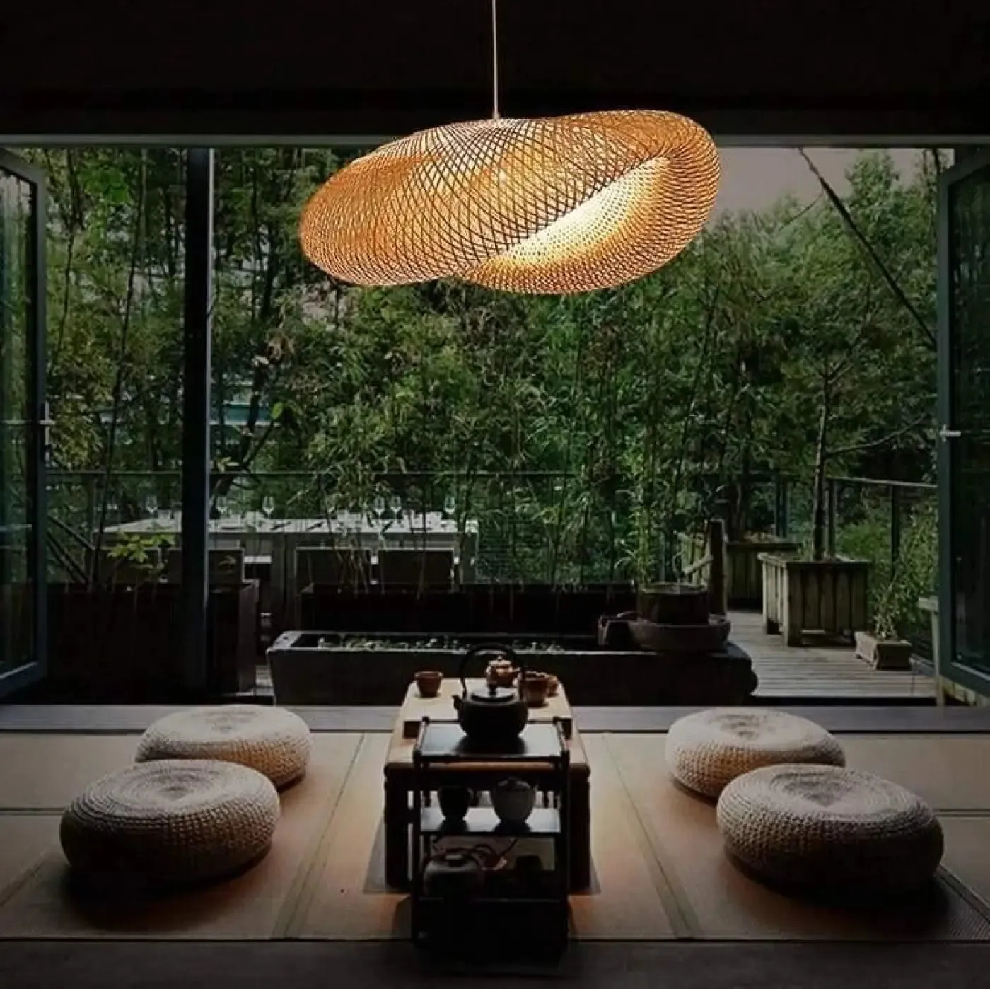 Suspension Luminaire en Rotin Tressé