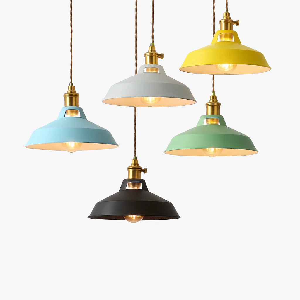 Suspension en métal coloré style loft